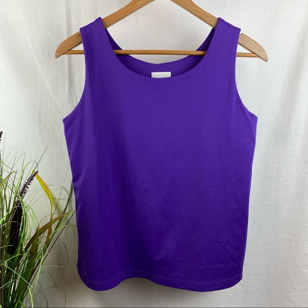 Chico’s Purple Double Layer Sleeveless Microfiber Tank Top 2 L